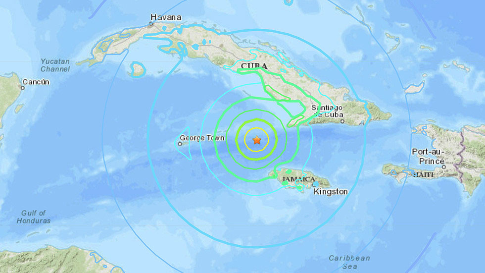 7.7 magnitude earthquake on the coast of Jamaica, causing great destruction